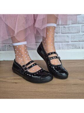 ⭐Converse Chuck Taylor Dainty Mary Jane Sz 8.5 Women shoes Studded Black A14799C